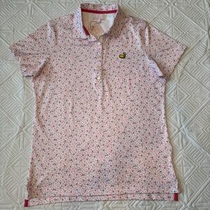 Peter Millar Masters Golf Polo Shirt Pink Azalea & Drinks Size Medium